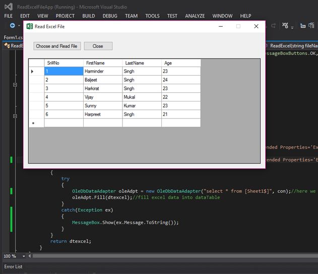 Choose and read file